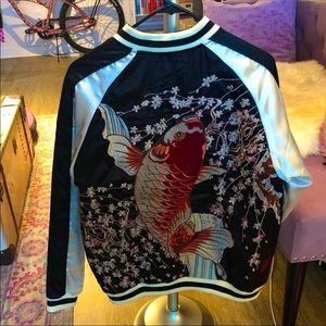 Stunning Koi Fish Bomber Jacket NWOT Rare